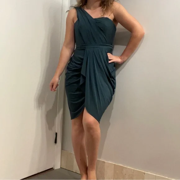 slim fit dress slacks Rent Pretty Lavish Keeley One Shoulder Jade Green Mini Dress main image 0